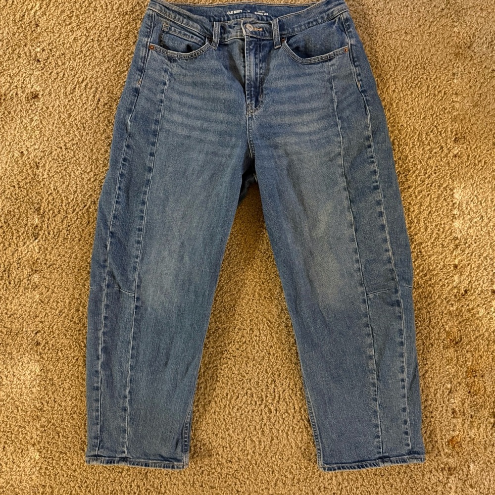 old navy high rise barrel leg jeans